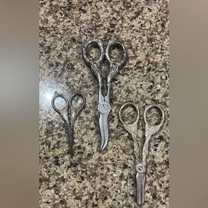 Vintage Silver Ornate Scissors Trio